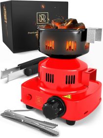 Premium Hookah Coal Burner Red Burner for Hookah 450W FIRE Tower Multipurpose Electric Stove for Hookah coals Burner for Shisha Free Hookah Tongs