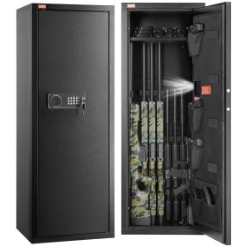 VEVOR 8-10 Rifles Gun Safe, Rifle Safe with Lock & Digital Keypad, Quick Access Tall Gun Storage Cabinet with Removable Shelf