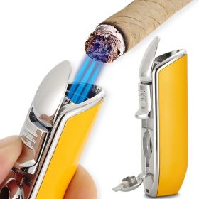 Mini Pocket Cigar Lighter Metal Windproof 3 Jet Blue Flame Torch Lighters For Cigar Smoking With Cigar Punch No Gift Box