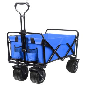 Foldable Heavy Duty ATV, Outdoor Folding Practical Camping Garden ATV, Universal Wheel Adjustable Handle Shopping - Blue (Color: Blue)