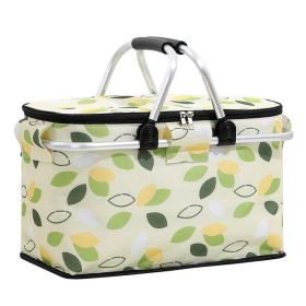 Outdoor Folding Picnic Bag Fruit Basket Thermal Storage Basket (Color: leaves)