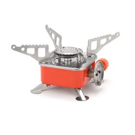 Outdoor Foldable Cooker Camping Hiking Furnace Gas Stoves (Color: orange, Type: Stoves)