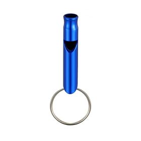 1pc Aluminum Whistle With Keychain; Sturdy Lightweight Whistle; For Signal Alarm; Outdoor Camping; Hiking Accessories (Color: Blue)