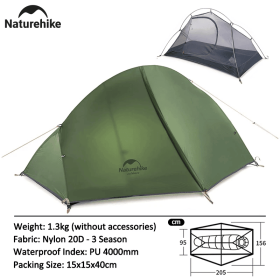 Naturehike Cycling Tent 1 Person Tent Ultralight Bicycle Tent Double Layer Fishing 4 Season Tent Waterproof Outdoor Camping Tent (Color: Green - 1 Person)