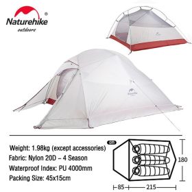 Naturehike Cloud Up 3 Upgraded Tent Ultralight Camping Tent Waterproof Outdoor Hiking Travel Tent Backpacking Cycling Tent (Color: 3 Person Gray-Skirt)