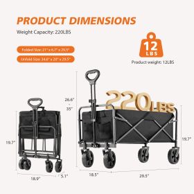 Foldable Carriage For Camping And Shopping (Option: Small sizeBK)